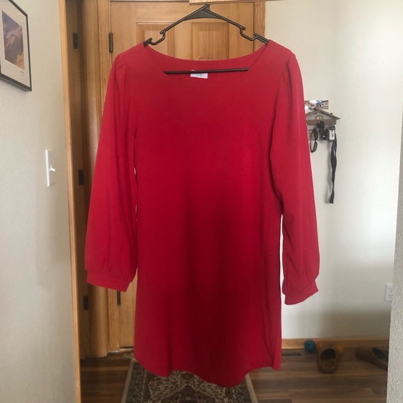 Tobi Red Shift Dress w Puff Sleeves (S) - NWOT - Picture 2 of 7